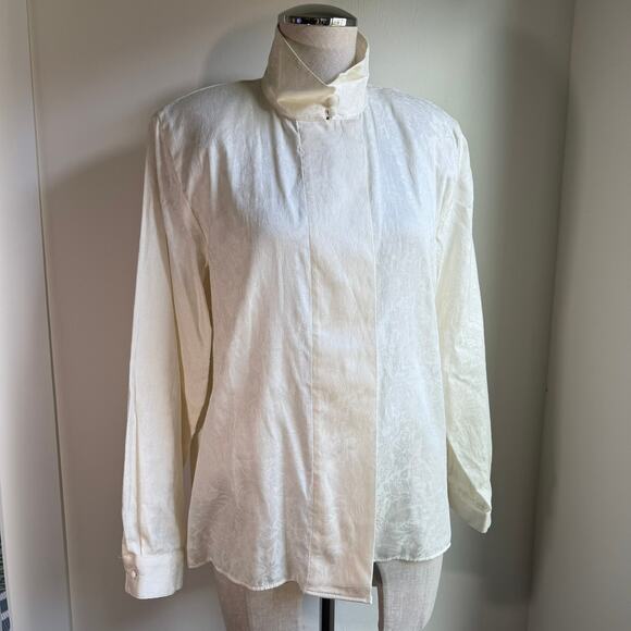 Vintage Victorian Romantic Blouse Cotton Jacquard Size 12 Barrie Pace USA Made - Picture 2 of 12